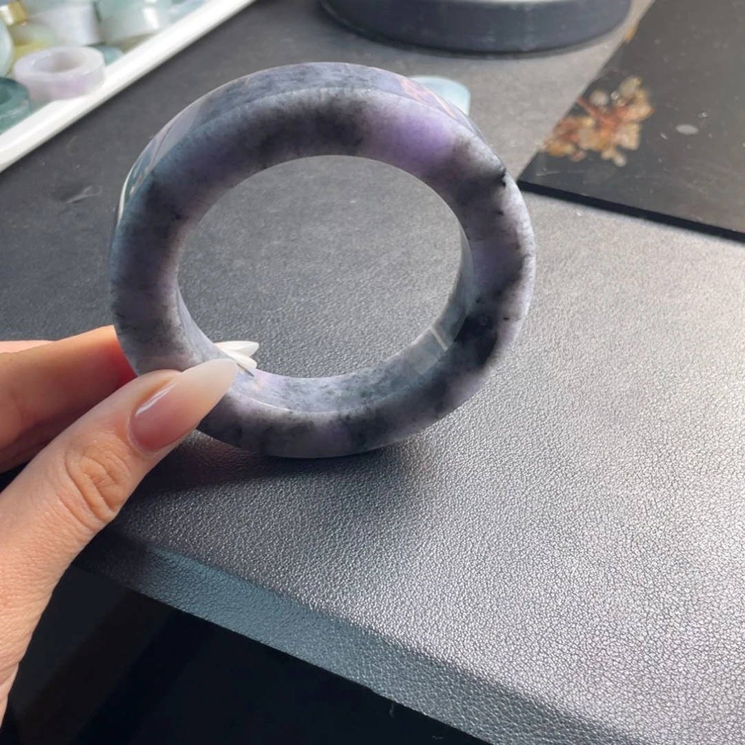 未镶嵌定制翡翠手镯紫底库洛米完美
