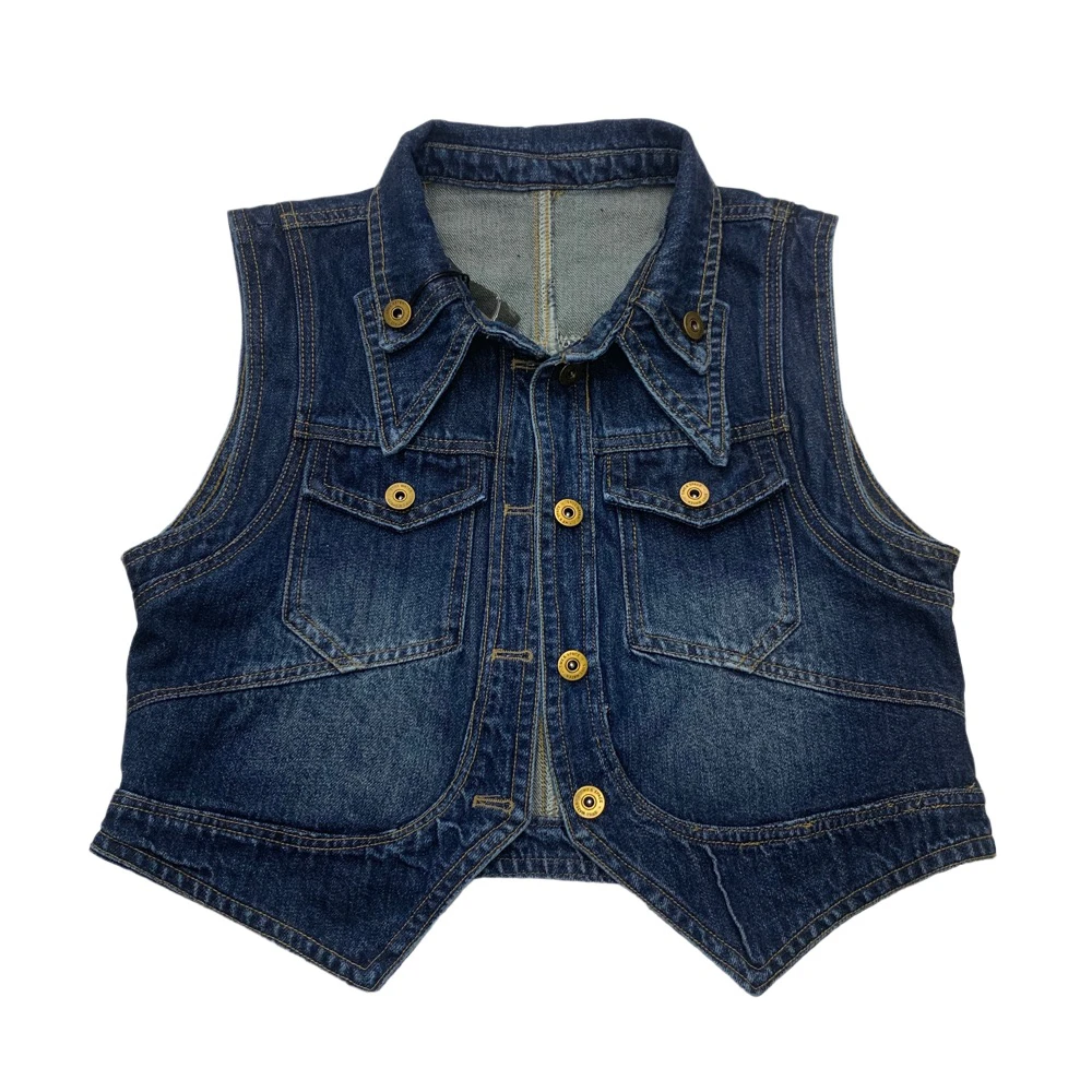 Z52001秋季气质牛仔马甲复古牛仔清冷新中式洋气百搭时尚