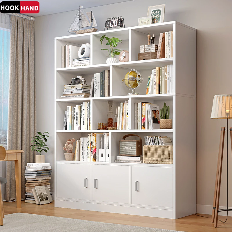 简易书架落地靠墙客厅置物架分层收纳架储物柜约现代家用书柜书架