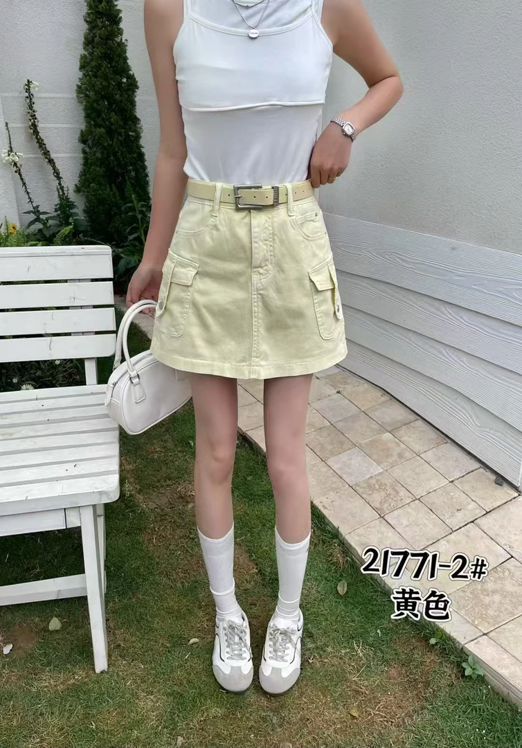 十三行高腰显瘦包臀牛仔工装短款半身裙21771