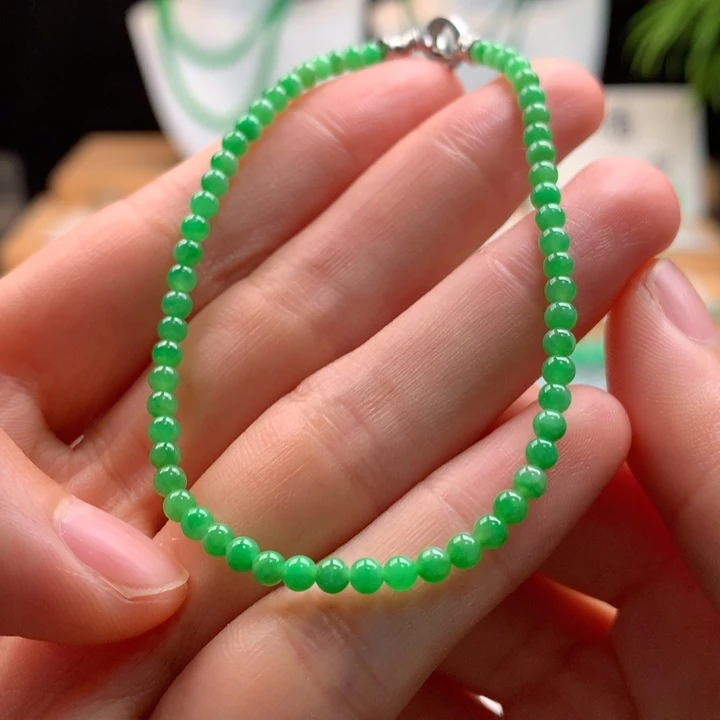 翡翠未镶嵌手链天然缅甸A货翡翠卡3mm