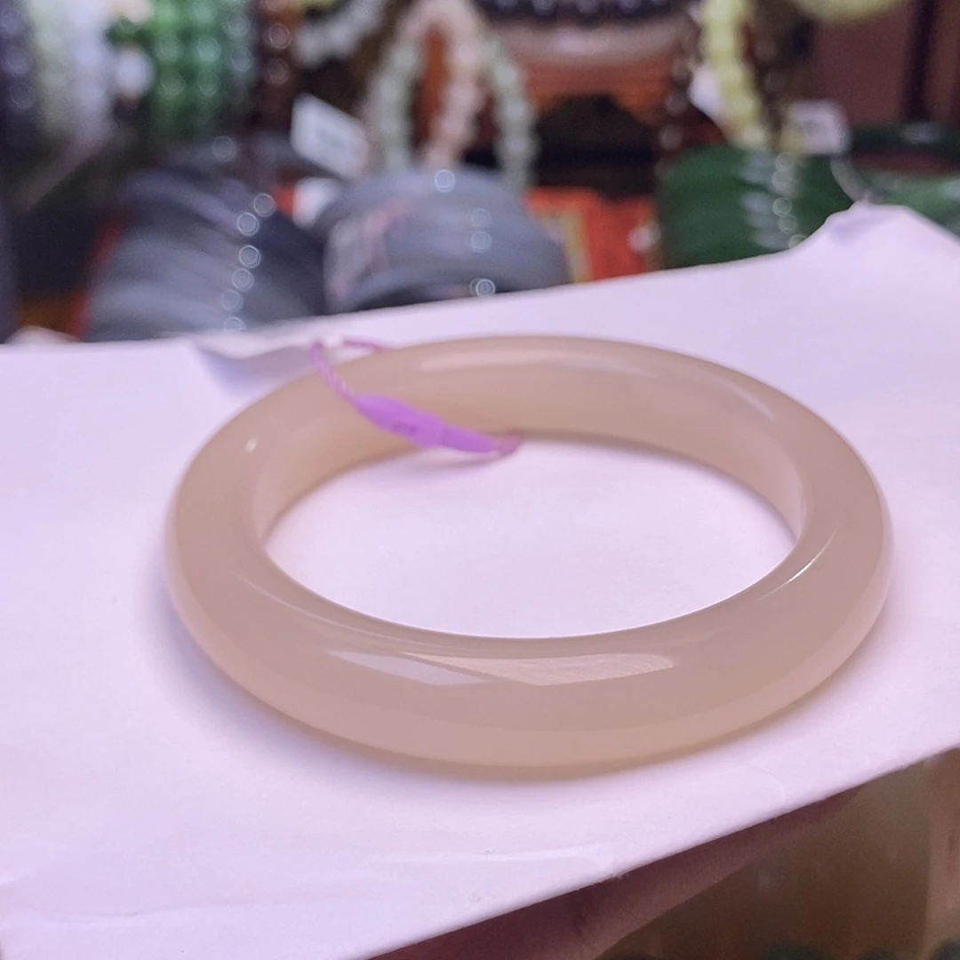 和田玉未镶嵌颈饰熟藕粉红粉手镯54.7