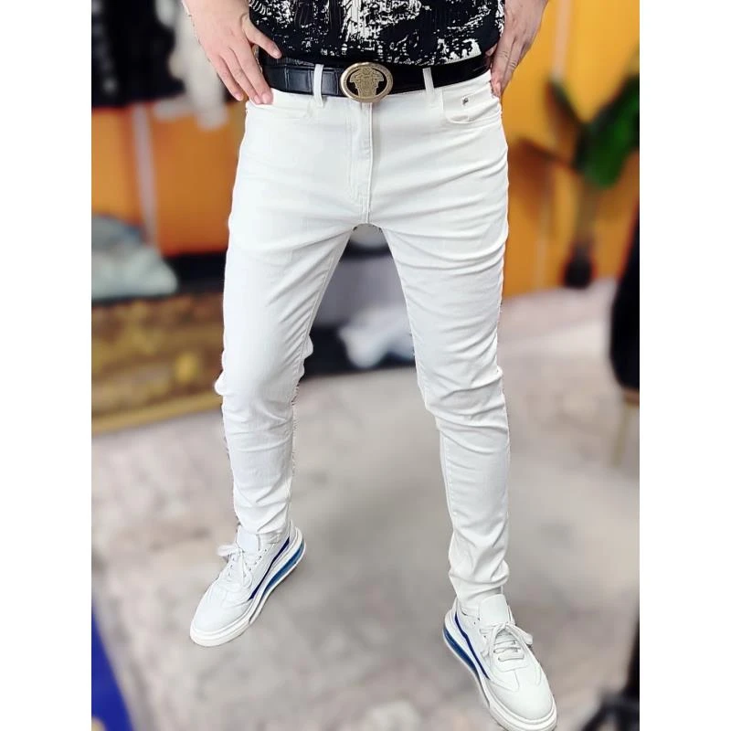 秋季新款时尚潮流男士修身纯色牛仔裤9802