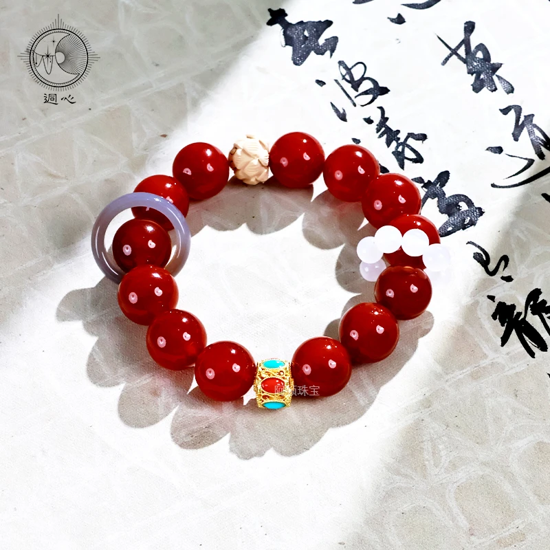 迵心【鸿运莲莲】红玛瑙莲花手串（天然珠宝多样性发其一）