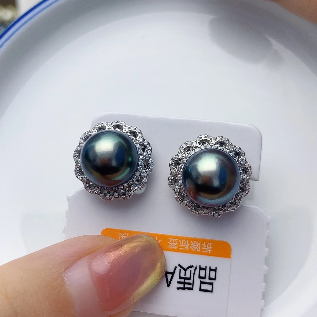 银S925镶嵌耳饰海水珍珠W74