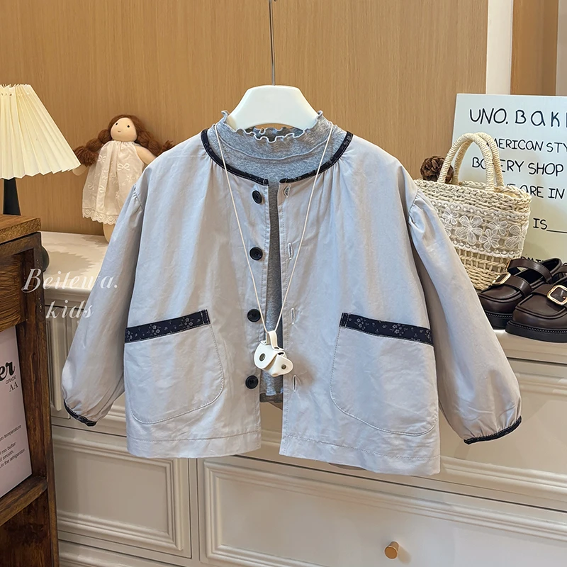 女童新款森系百搭碎花边外套女宝宝韩版休闲时尚洋气纯棉外套K301