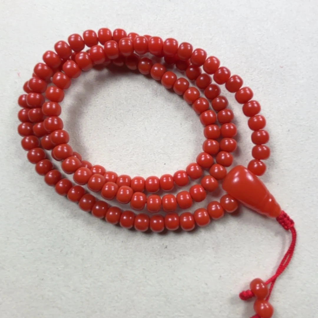 未镶嵌柿子红满肉6➕老型多圈南红玛瑙t*k