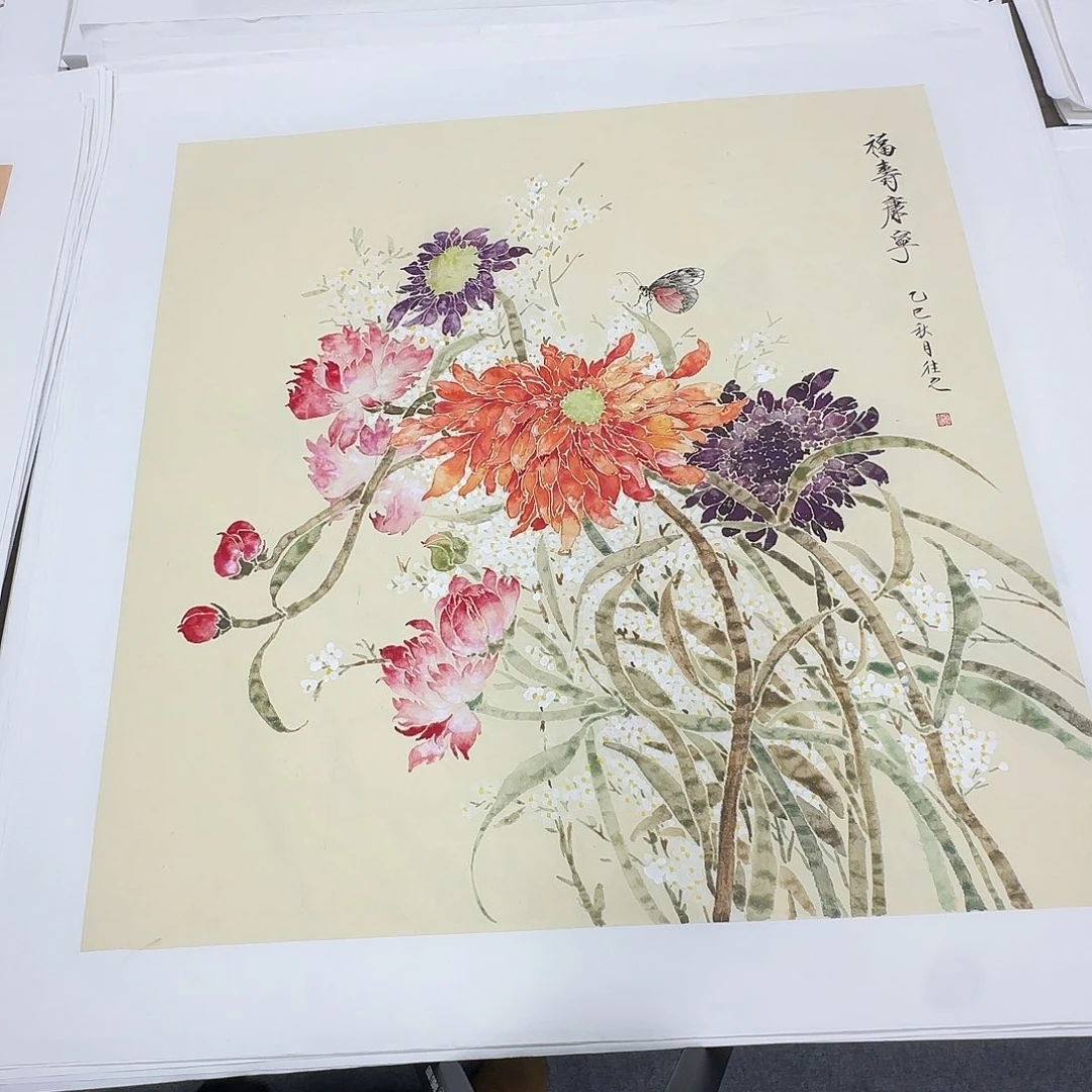 国画68*68纯手绘于往之