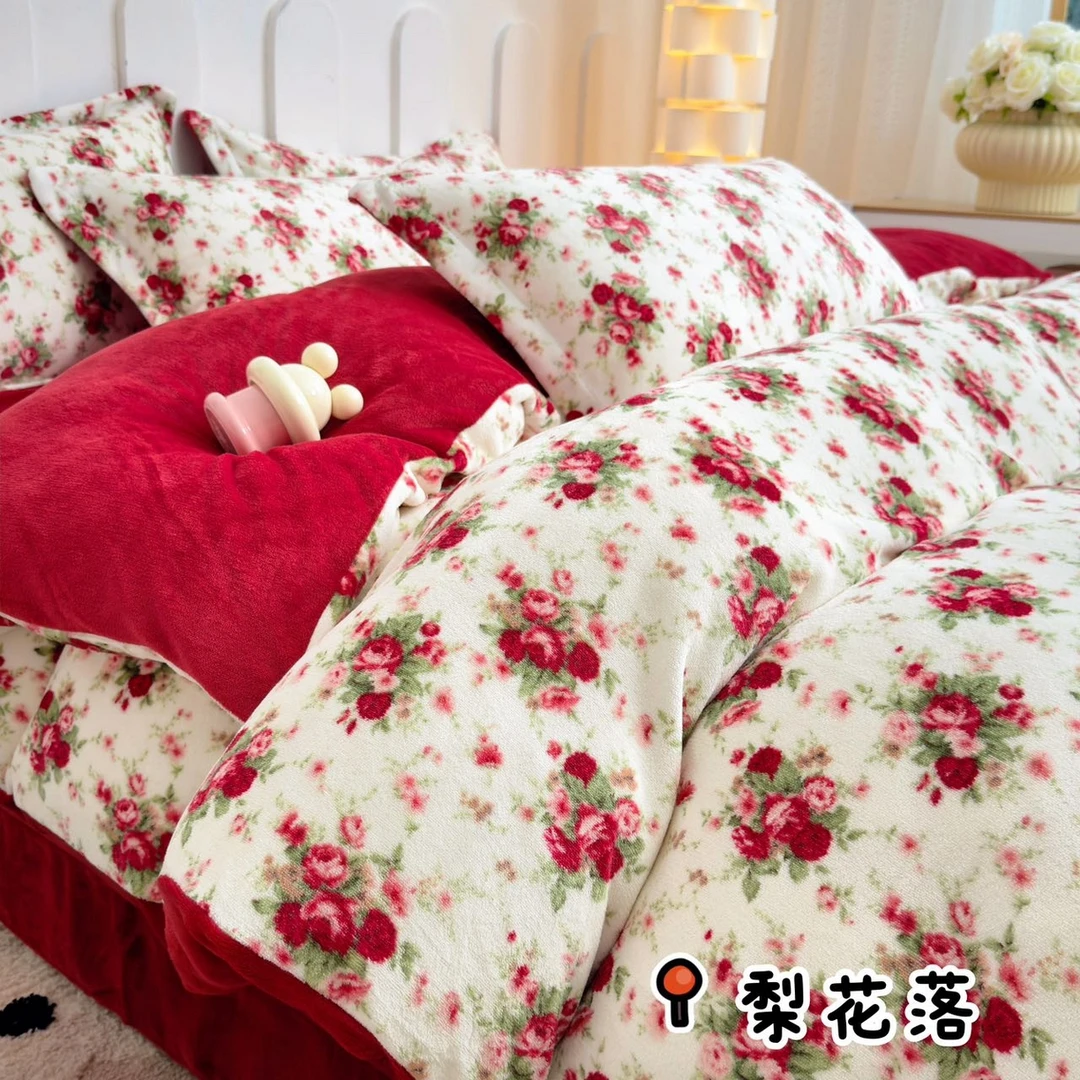 【孤品浮利】牛奶绒四件套【梨花落  标准】