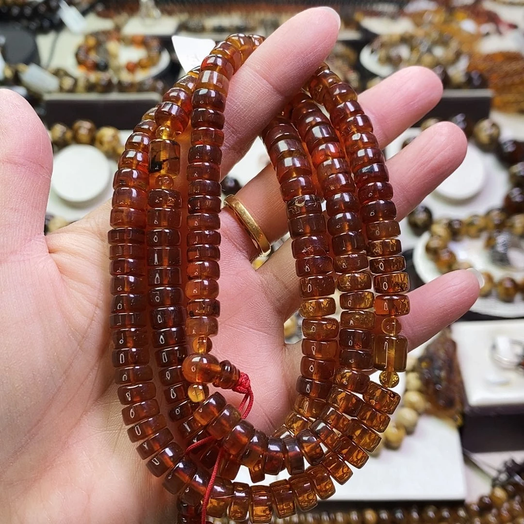 琥珀未镶嵌裸石 福利西坑老油红8mm