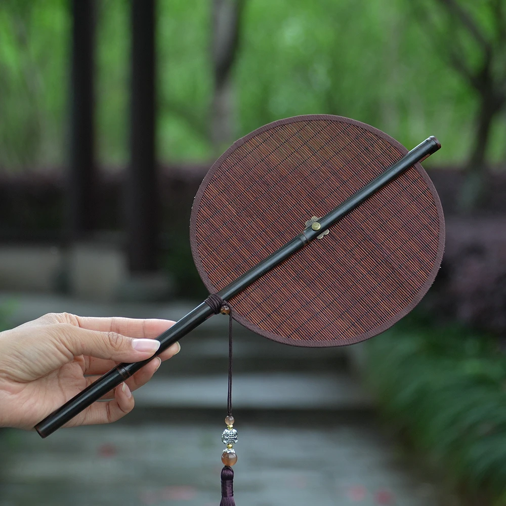 【小如烟】腰扇竹丝国风团扇手工编织扇子复古大漆折叠扇夏季纳凉