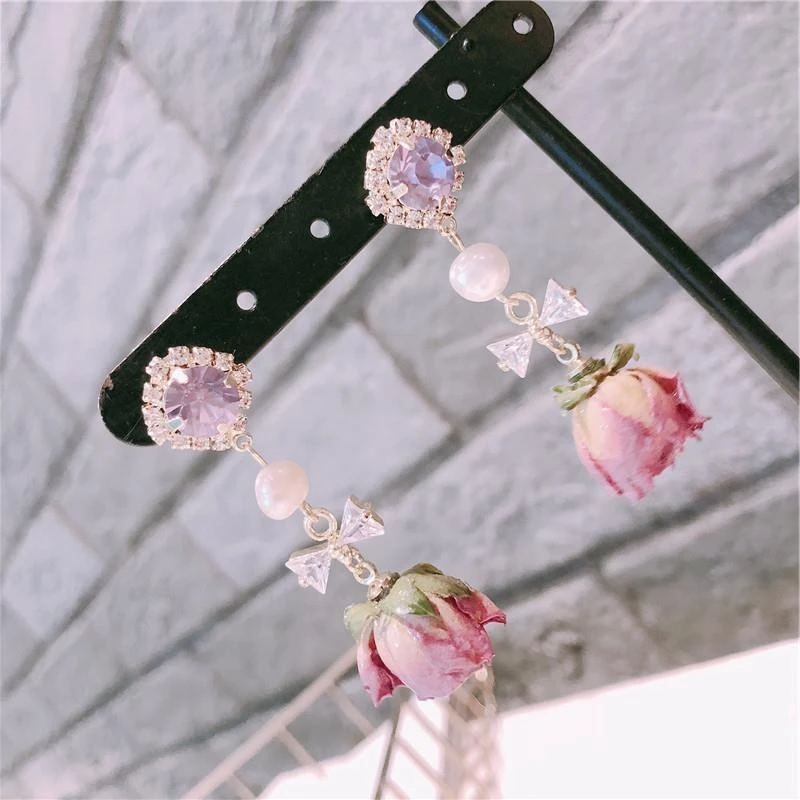 铜合金锆石耳饰 可爱时尚耳饰品　银针气质花朵串串女耳钉耳环产