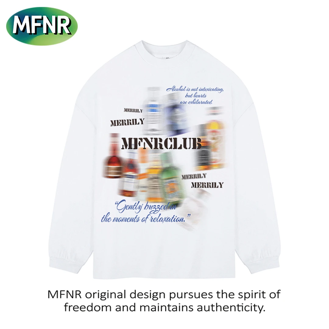 美式街头虚幻印花长袖T恤男秋季宽松休闲情侣小众重磅纯棉打底衫