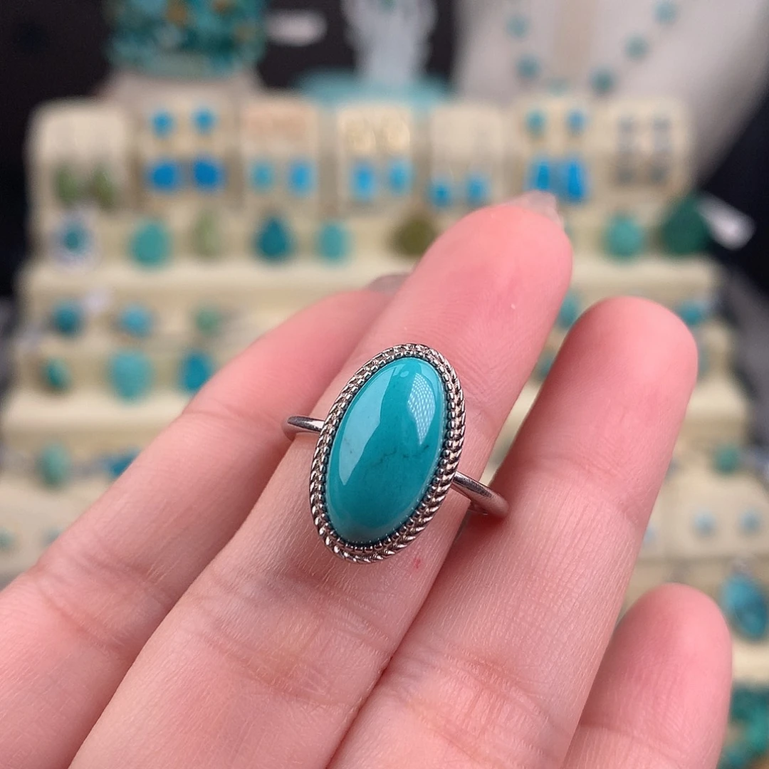 绿松石银S925镶嵌戒指