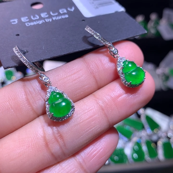 【闪购商品】银S925镶嵌翡翠耳饰