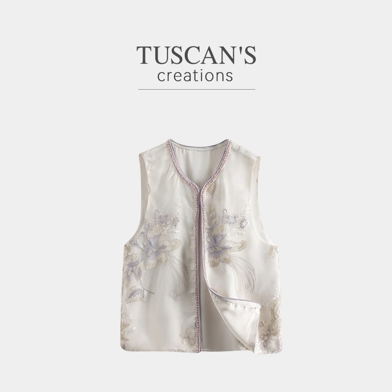 TUSCAN'S CREATIONS新款国风刺绣气质女款中式马甲时代双鱼女装