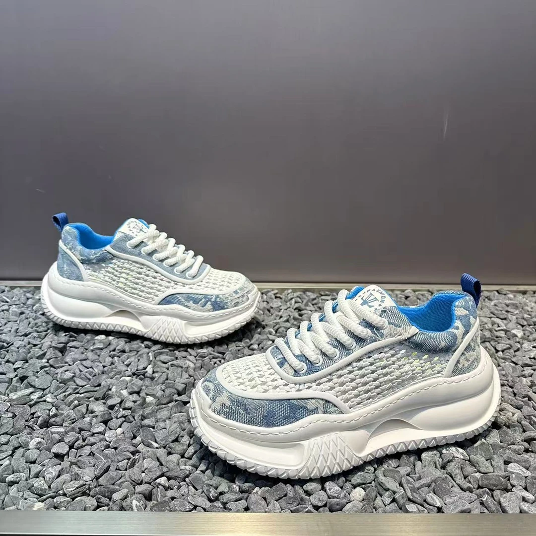 潮流男士百搭时尚网面编织透气厚底老爹鞋舒适软底潮男运动休闲鞋