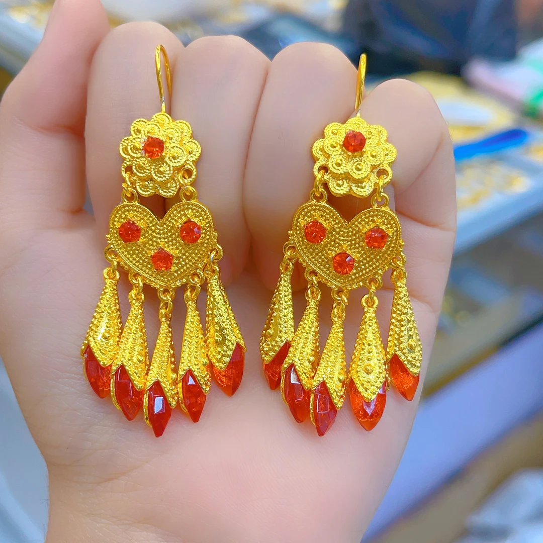 磁铁耳饰 1718新款耳环爆款时尚金色铜合金长款