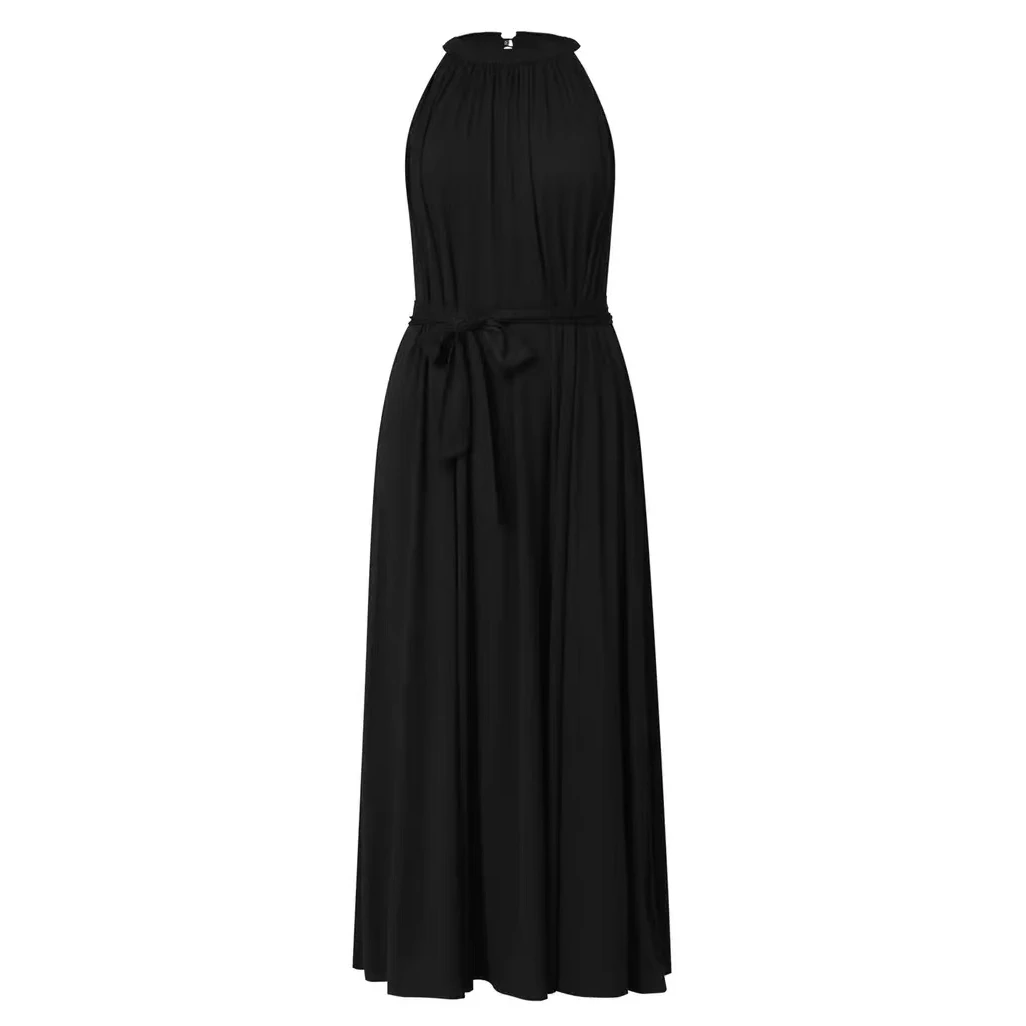 商场专柜女装春季春秋时尚法式气质收腰显瘦系带无袖连衣裙150010