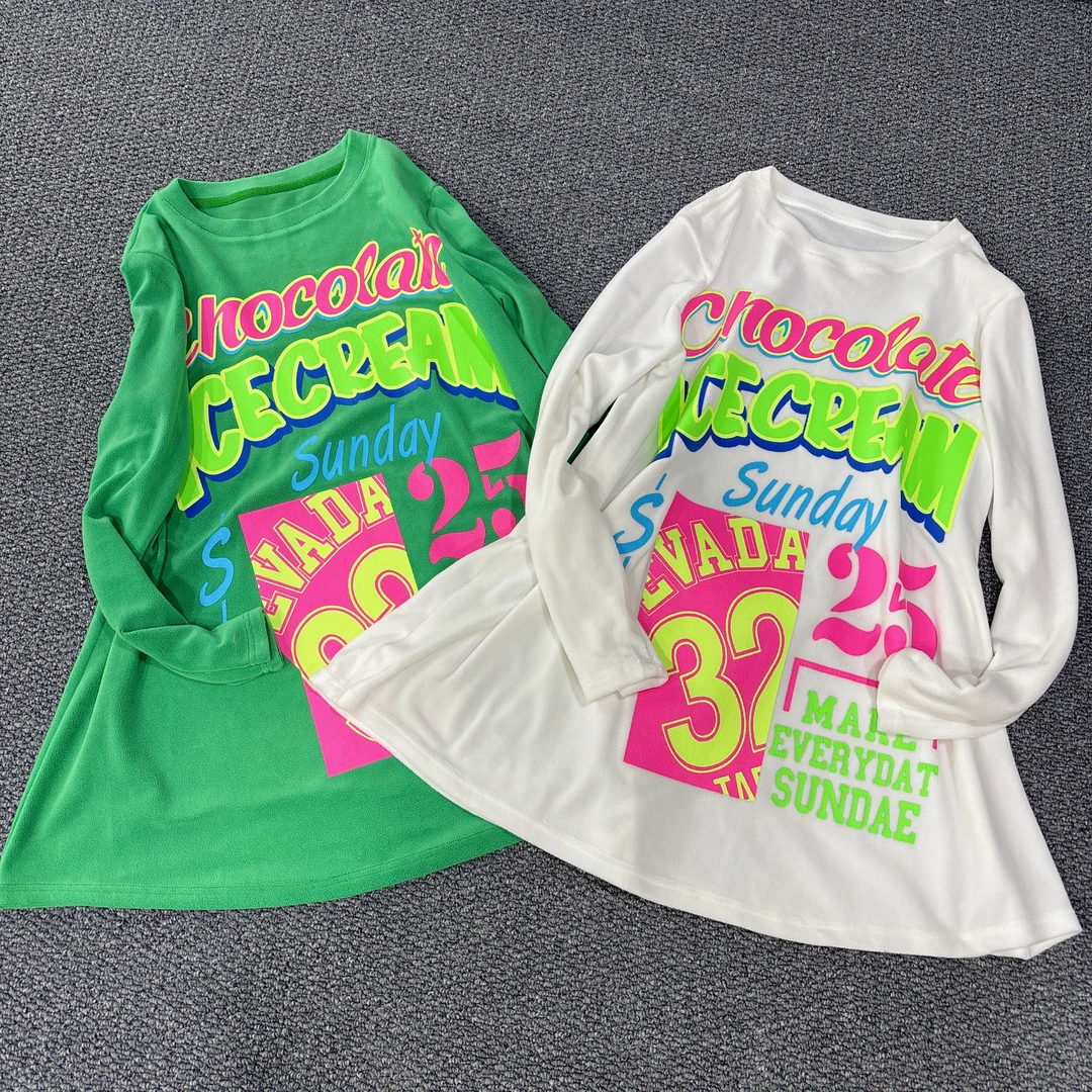 F0811秋冬设计师定制款弹力摇粒绒25号印花A版大版圆领打底衫