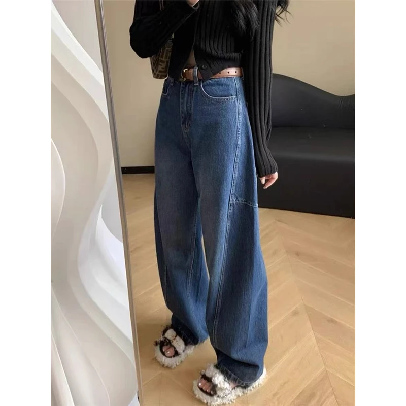 【蛋家&人生蓝牛】肉肉腿巨瘦！春季新款宽松显瘦遮肉高腰明线阔腿裤