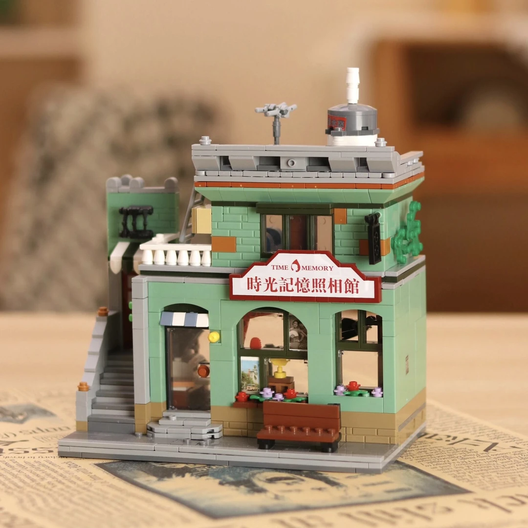 8090年代复古街景积木成人高难度建筑模型拼装玩具送女孩生日礼物