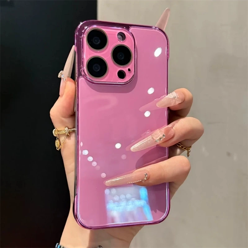 简约轻奢冰感玻璃壳适用苹果16手机壳iPhone15无边框14ProMax散热