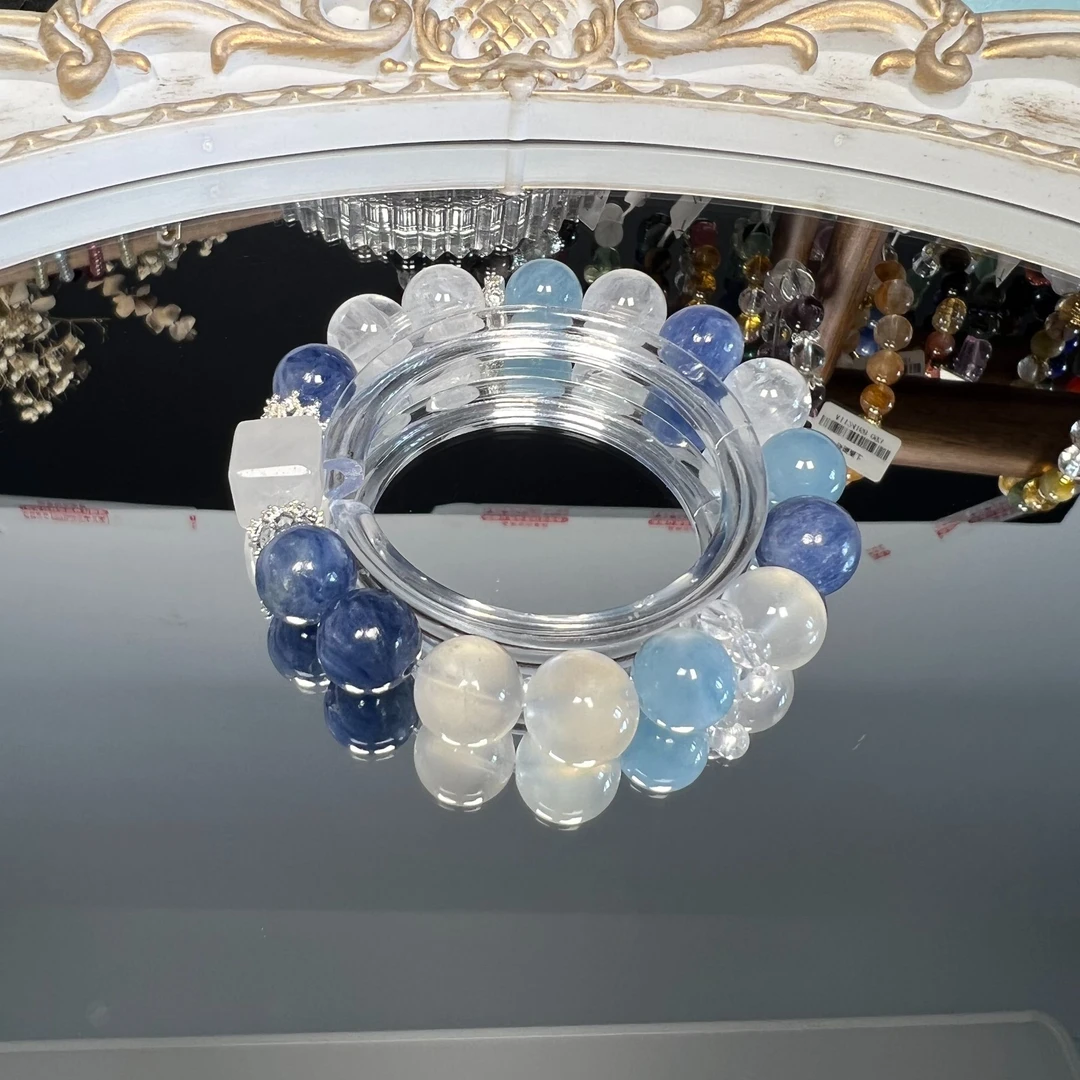 【星辰之海】A022 天然水晶手串手链 蓝晶+海蓝宝+白幽灵