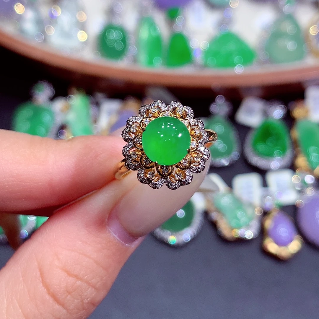 翡翠18K金镶嵌吊坠(不含链)