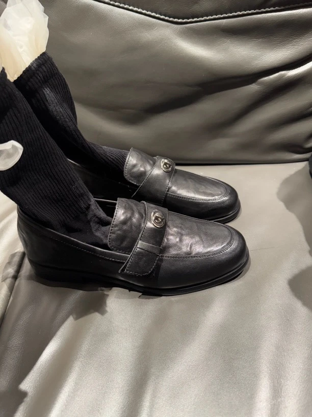 HuoHuo 乐福鞋新款英伦风平底圆头一脚蹬小皮鞋单鞋888时尚百搭