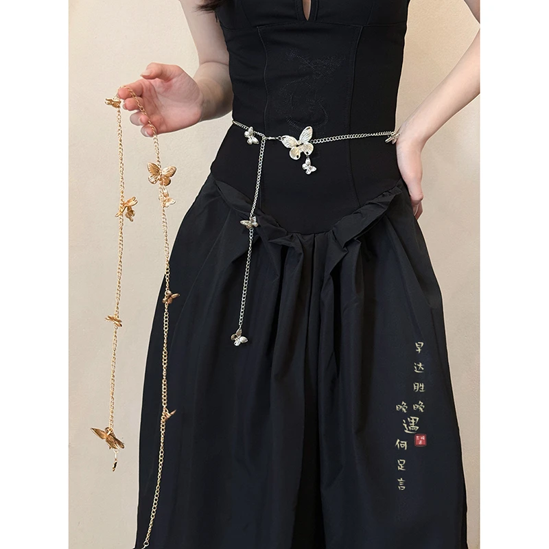 y2k金属蝴蝶腰链女款设计感小众腰带配连衣裙子复古腰间配饰装饰
