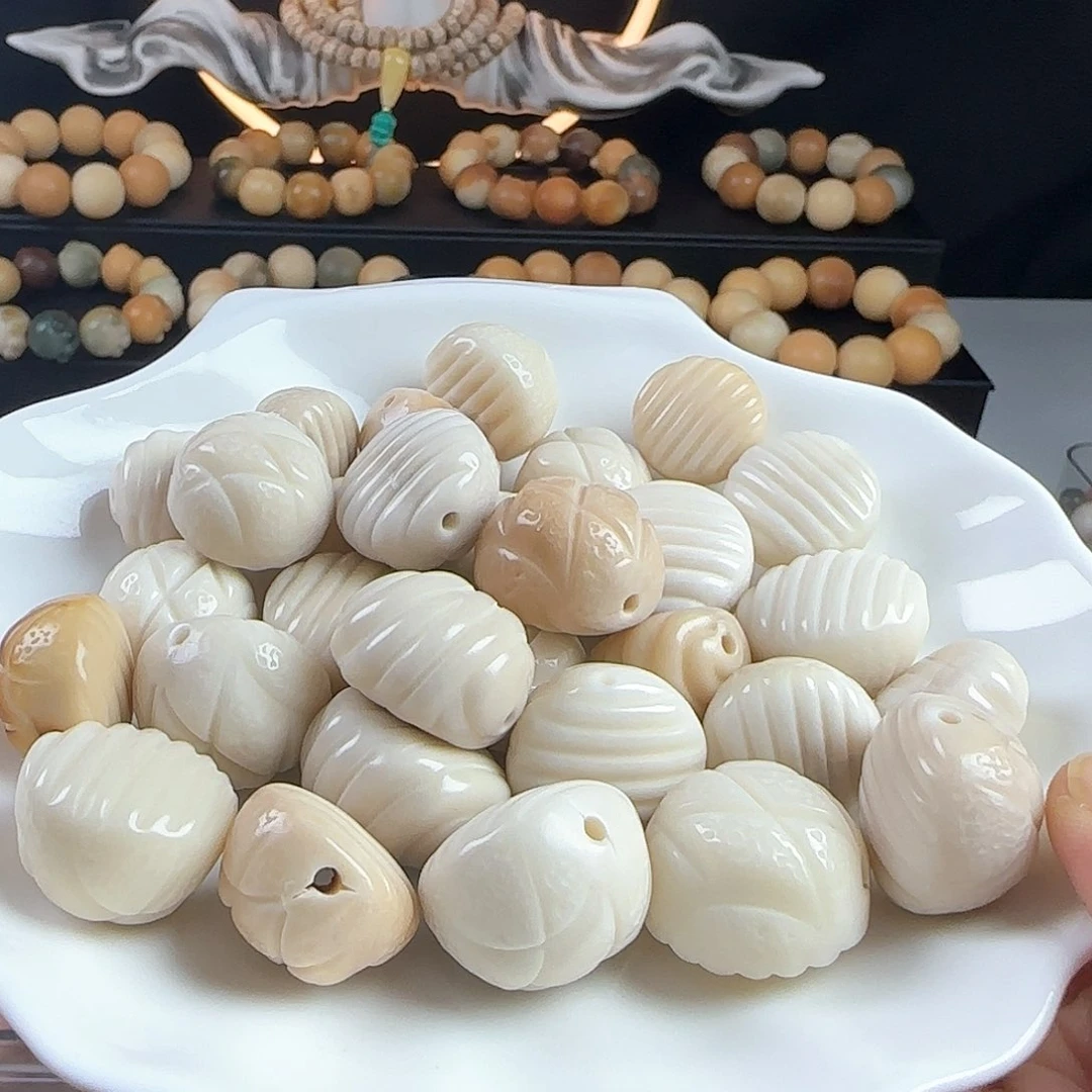 菩提根/象牙果手串瑕疵牙果白面包6颗不挑瑕疵有裂坏