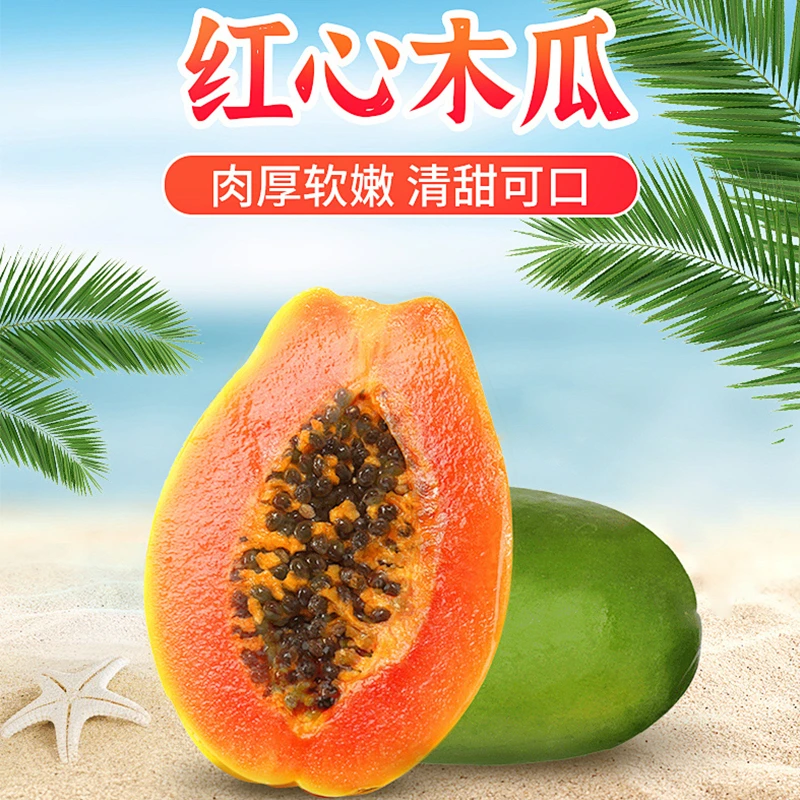 树上熟冰糖心红心木瓜新鲜多汁口感细腻香甜孕妇牛奶青皮水果