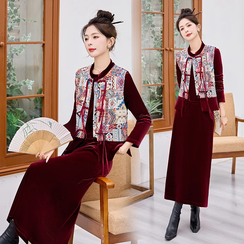 女装秋款爆款2025新中式套裙女三件套兰知春序橱窗氛围感穿搭衣服