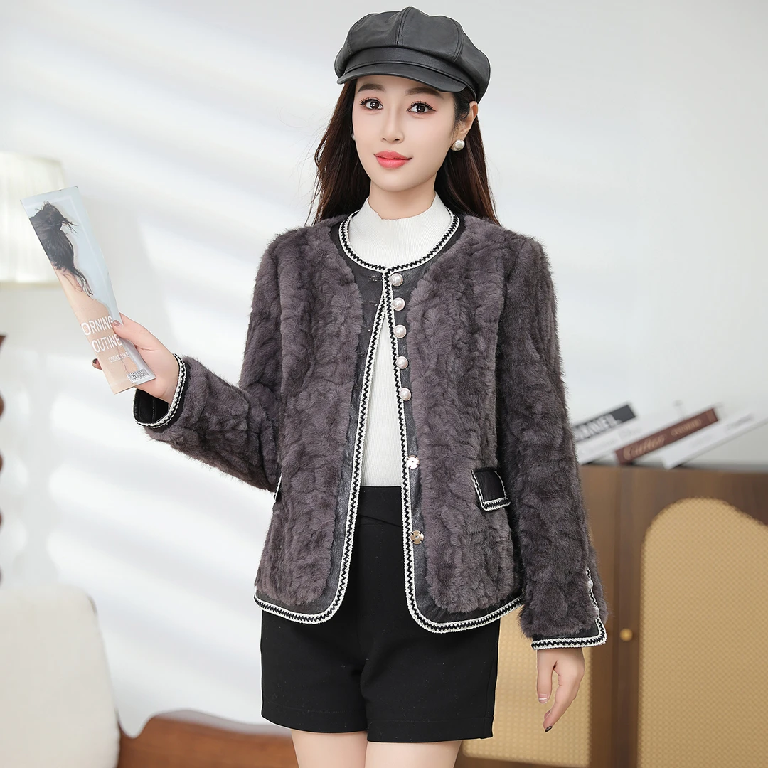 商场同款采姿妍C25-5606妍尚俪姿百搭加厚皮毛一体短外套女2025冬