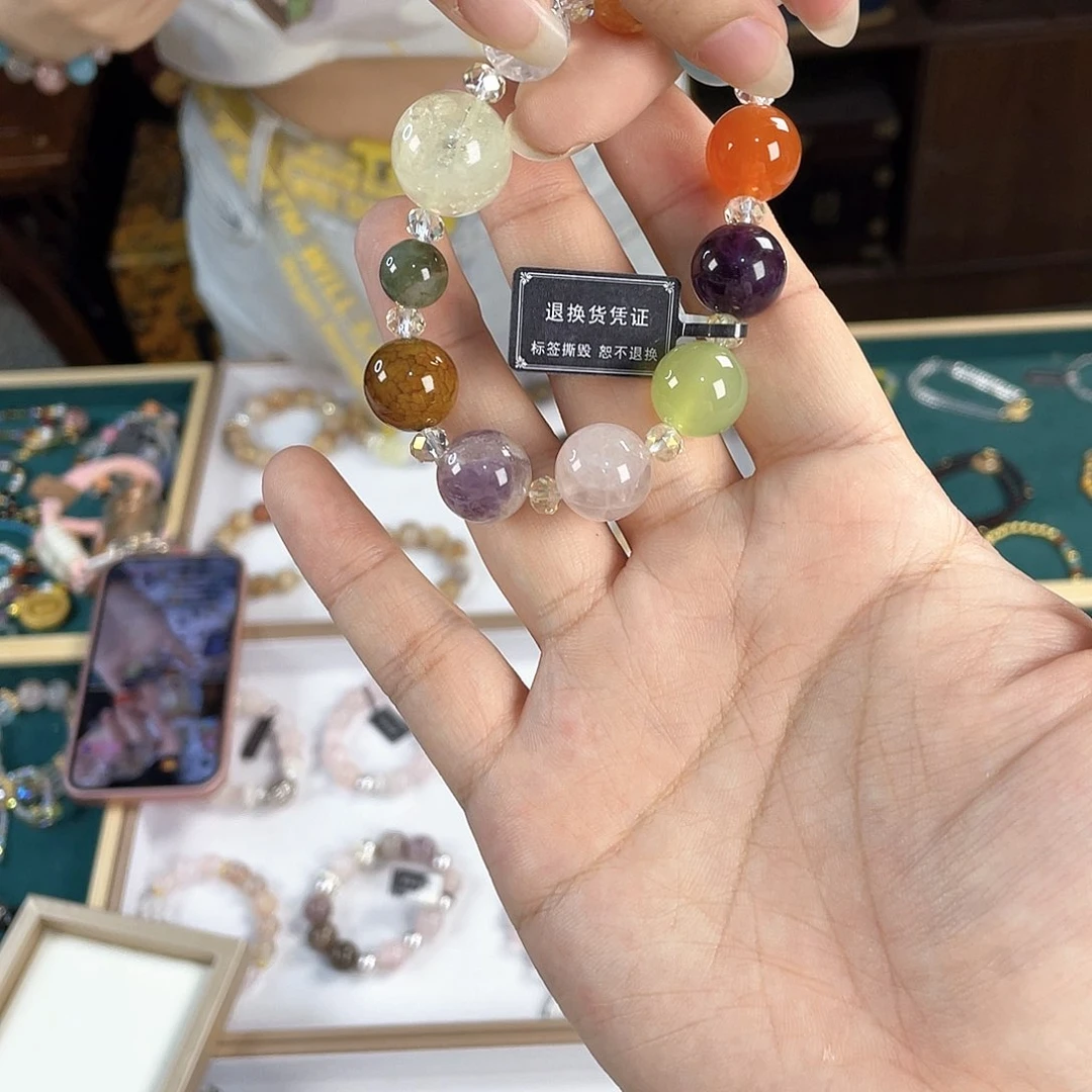 水晶手链银S925镀金镶嵌