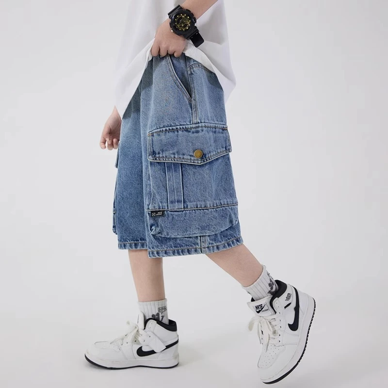 男童牛仔短裤夏季薄款2025新款中大儿童夏天工装裤子男孩宽松中裤