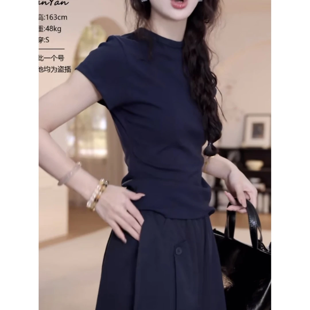 2025夏季新款百搭纯色简约净版短袖内搭打底衫T恤上衣