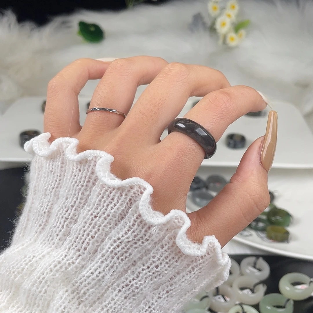 和田玉未镶嵌戒指U31青花轮胎17.6mm