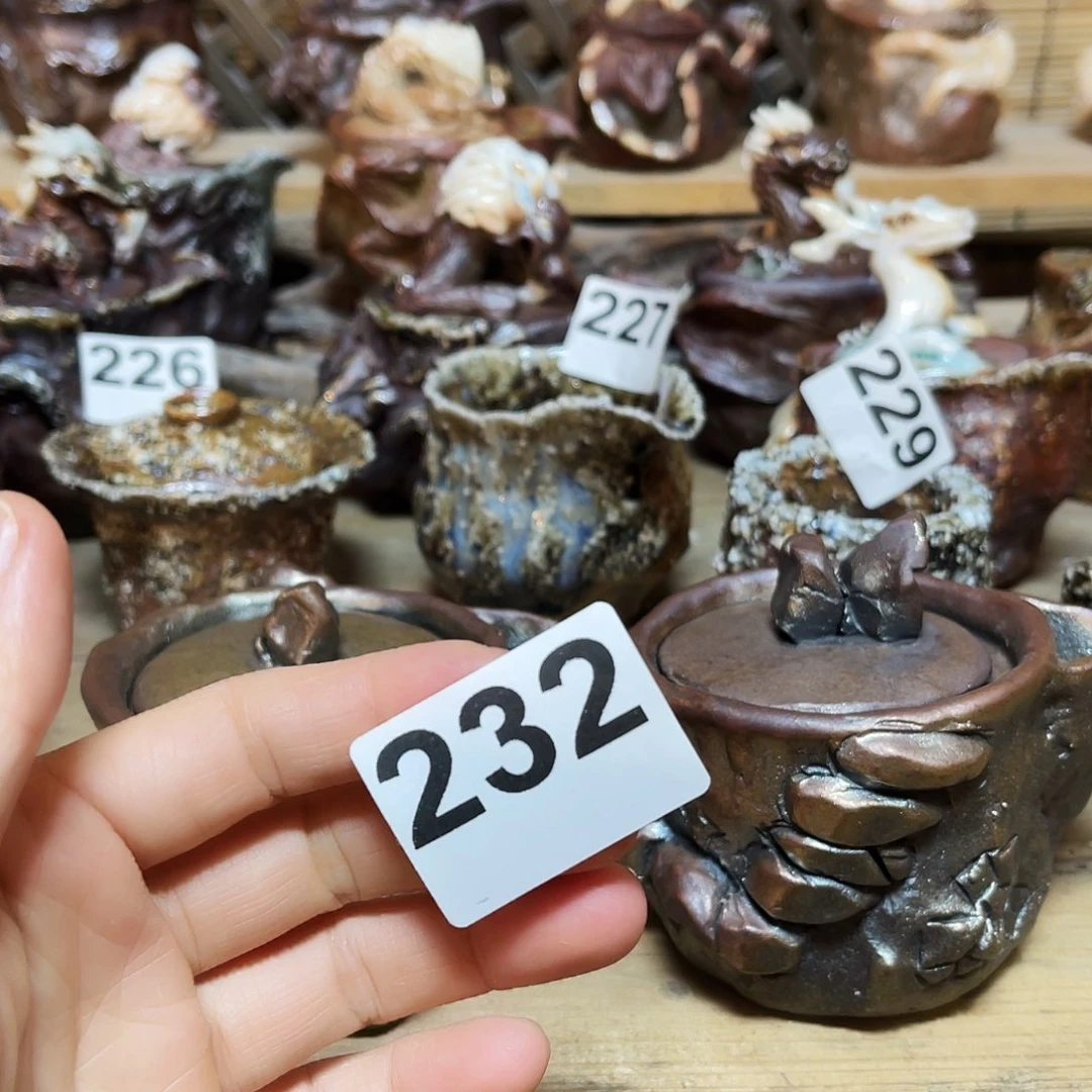 杯露柴烧粗陶手捏宝瓶