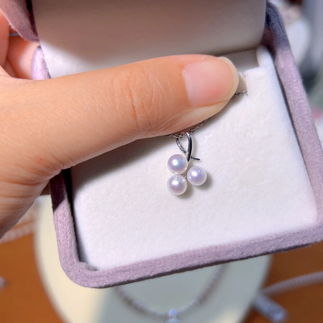 银S925镶嵌极光镜面炫彩天然珍珠淡水珍珠