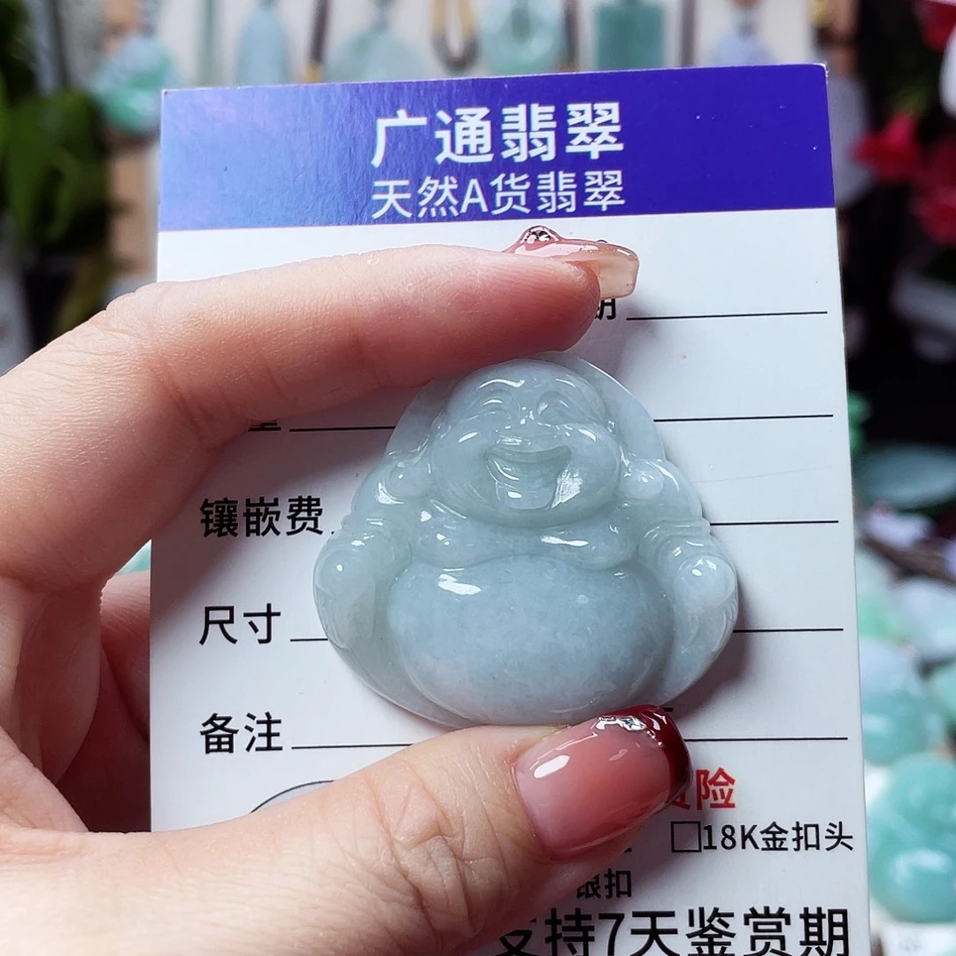 翡翠足金镶嵌颈饰佛公02