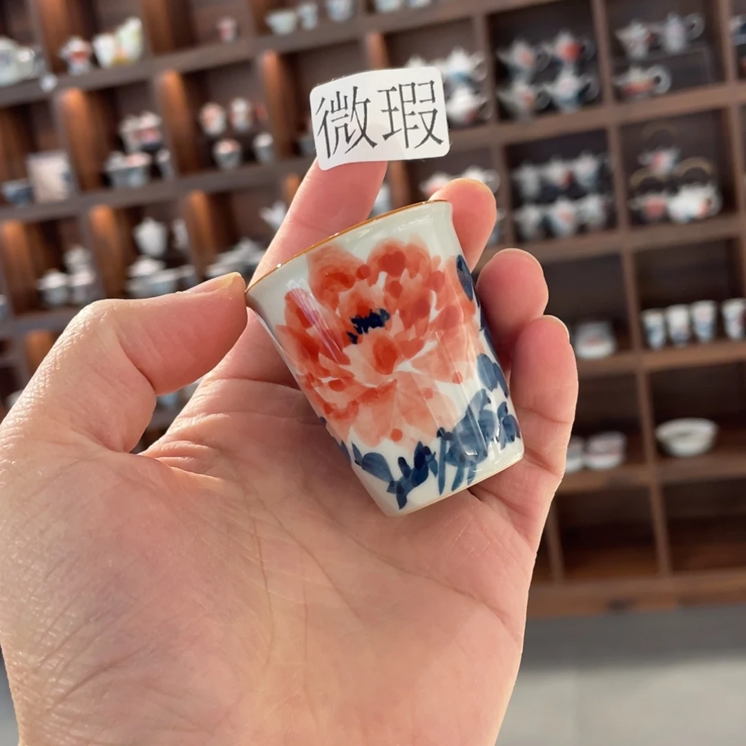 釉下手绘茶具微瑕