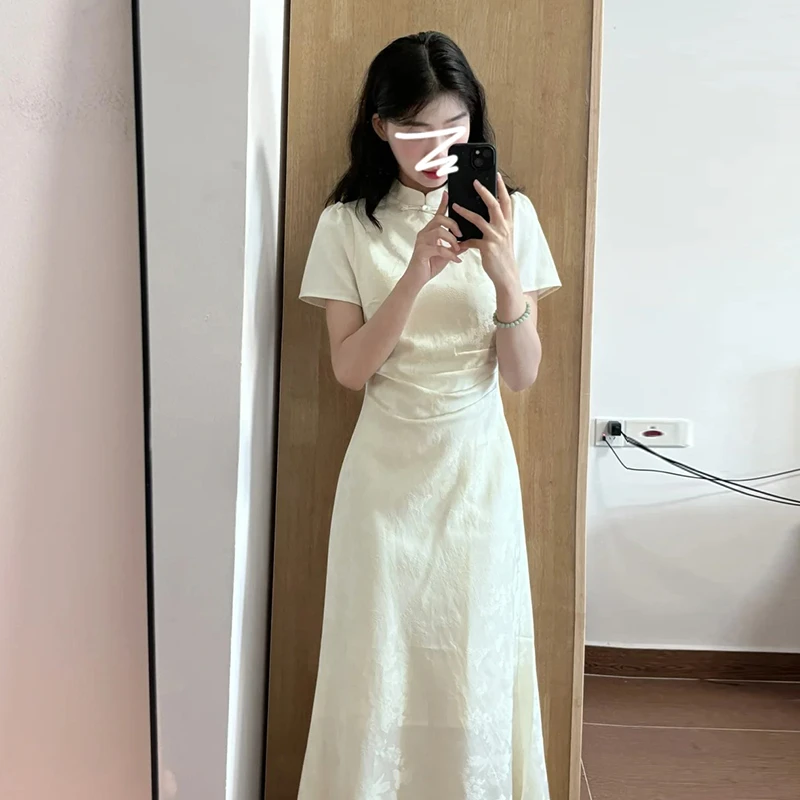 3432新中式国风旗袍碎花连衣裙子女装新款夏季高级感气质显瘦长裙