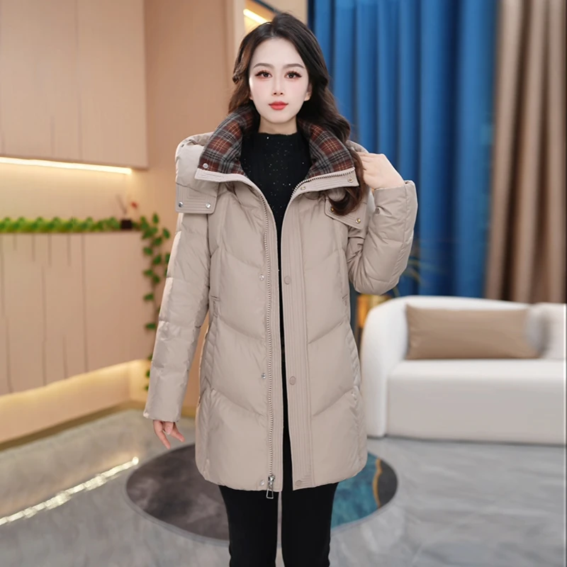 冬季新款气质时尚百搭中长款白鸭绒羽绒服【361#】