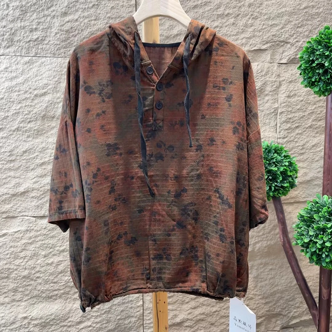 3653新款夏季休闲时尚百搭连帽短袖T恤