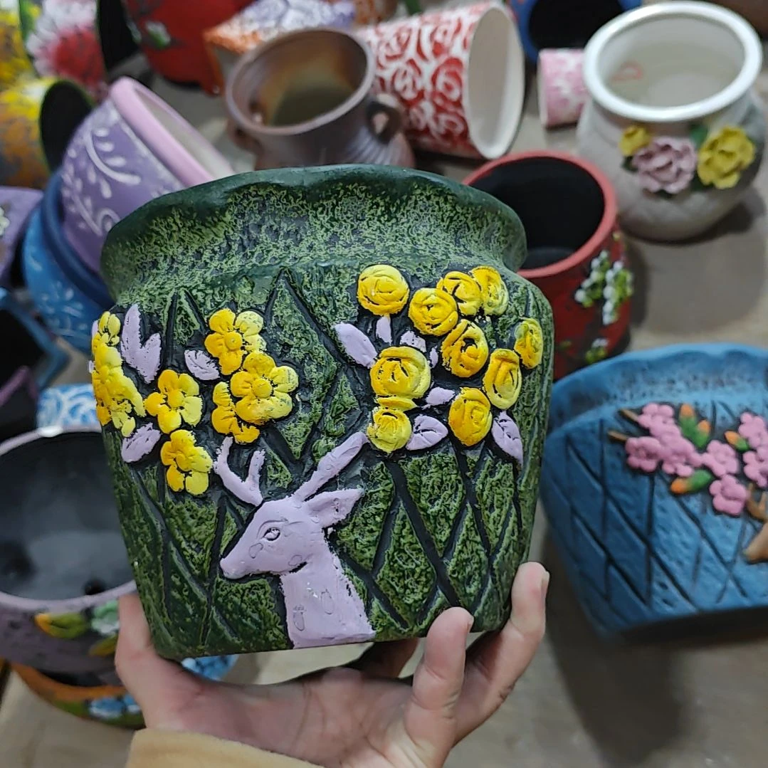 红陶吸水透气的白陶花盆凑满12发货