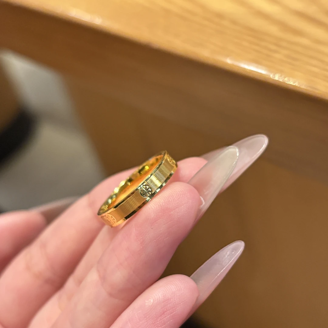 足金999宽版米字卡戒5D工艺经典耐看轻奢高级大气低预算情侣对戒