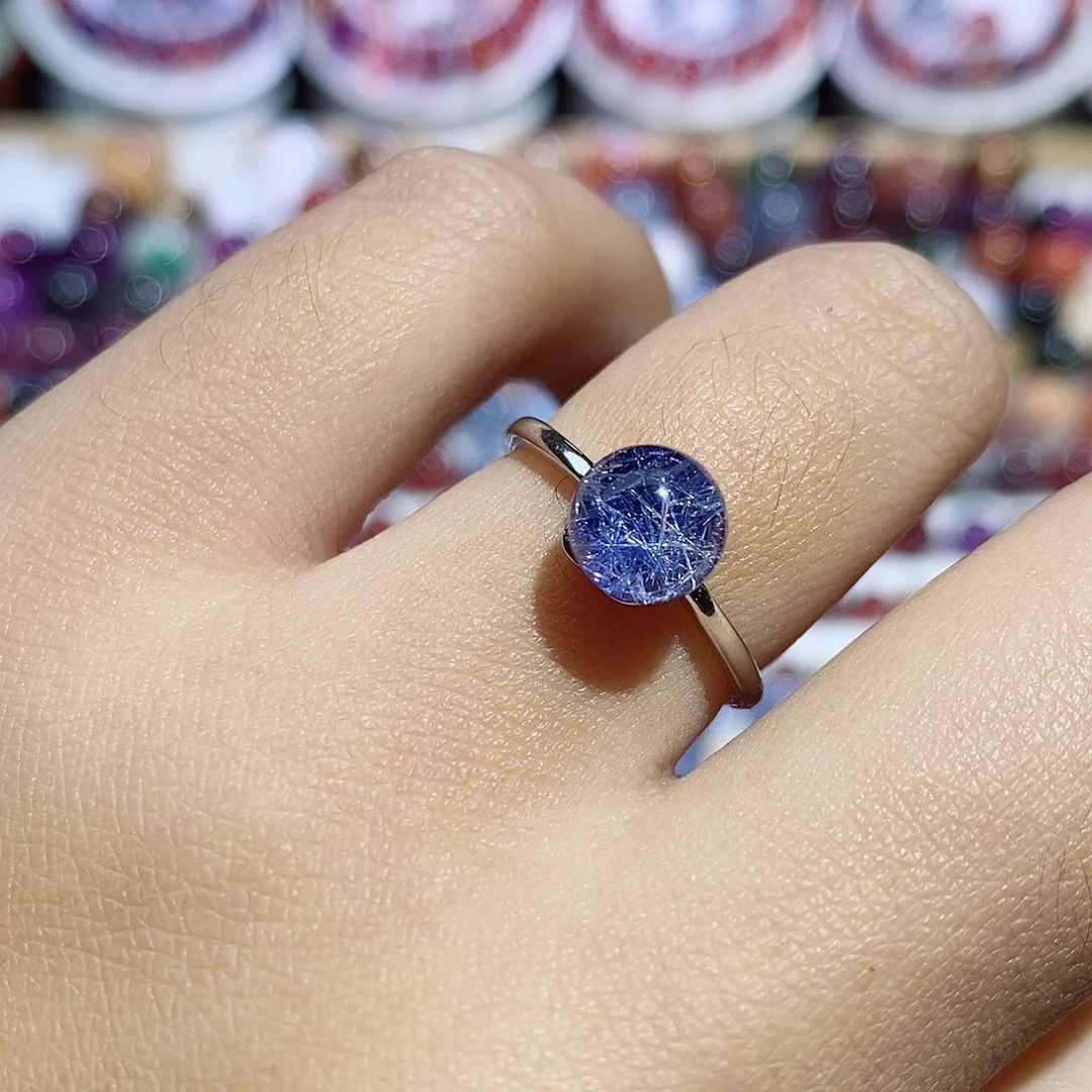 珠宝半成品银S925镶嵌水晶蓝线石戒指