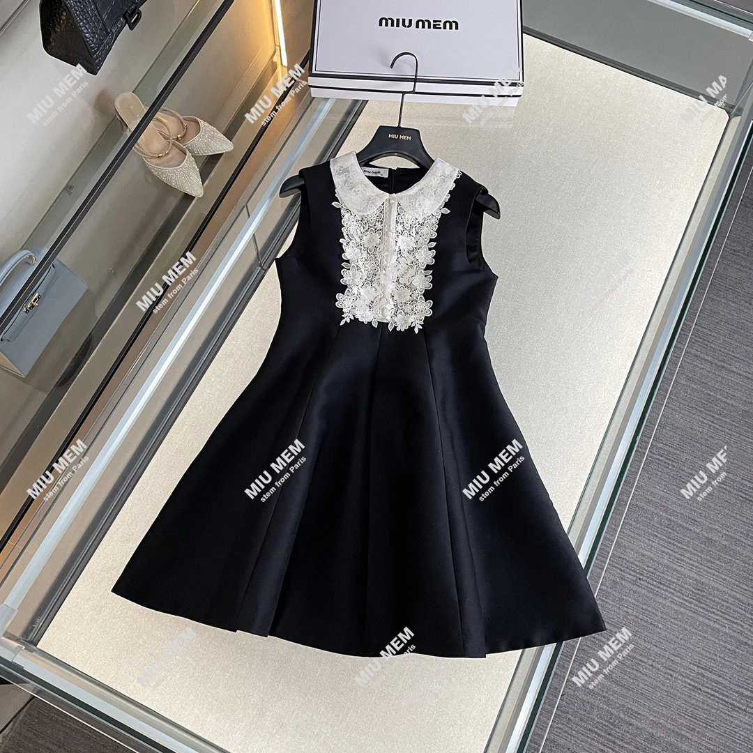 蕾丝显瘦气质时尚小黑裙法式收腰连衣裙女DY6478